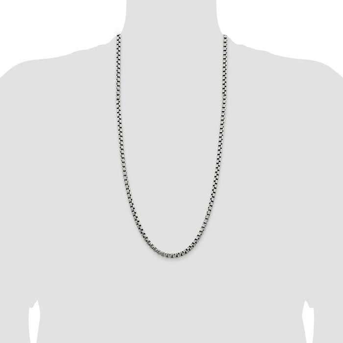 Buy Stylish Antiqued Sterling Silver 5.2mm Round Box Chain at Great Value-4