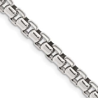 Buy Stylish Antiqued Sterling Silver 5.2mm Round Box Chain at Great Value