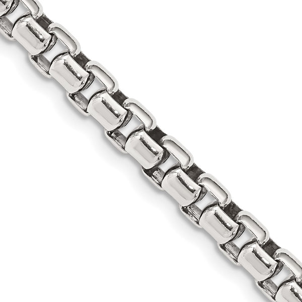 Antiqued Sterling Silver 5.2mm Round Box Chain