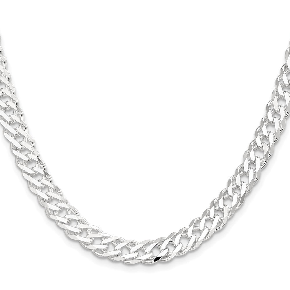 Buy Stylish 7.75mm Sterling Silver Double Curb Chain - 6-Sided Flat Links