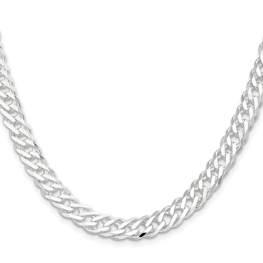 Buy Stylish 7.75mm Sterling Silver Double Curb Chain - 6-Sided Flat Links