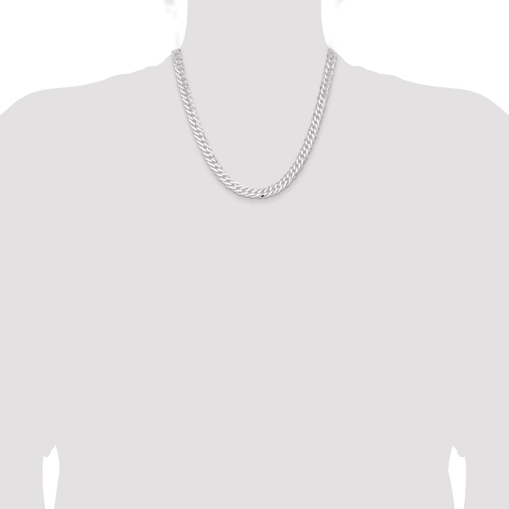 Buy Stylish 7.75mm Sterling Silver Double Curb Chain - 6-Sided Flat Links