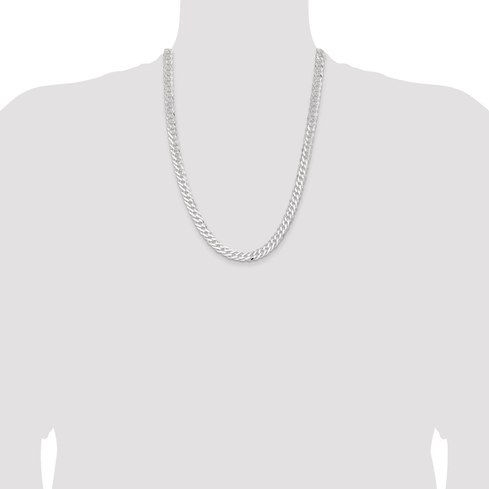 Order Stylish 7.75mm Sterling Silver Double Curb Chain - Flat Design