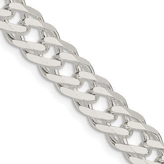 Buy Stylish 7.75mm Sterling Silver Double Curb Chain - 6-Sided Flat Links
