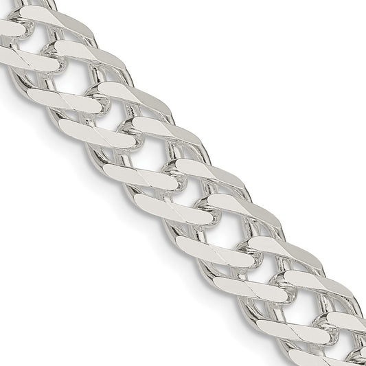 Buy Stylish 7.75mm Sterling Silver Double Curb Chain - 6-Sided Flat Links