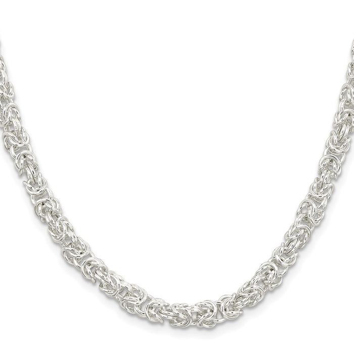 High-Quality 5.5mm Rounded Byzantine Chain in Sterling Silver - Stylish Value!-2
