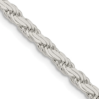 Buy Stylish 3.65mm Flat Rope Chain Necklace in High-Quality Sterling Silver