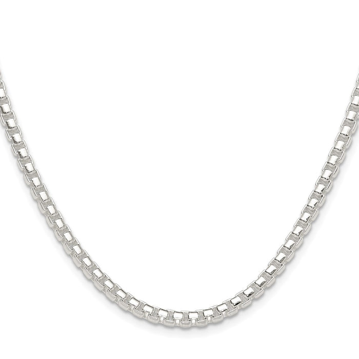 High-Quality 4mm Round Box Chain in Sterling Silver | Stylish and Affordable-2