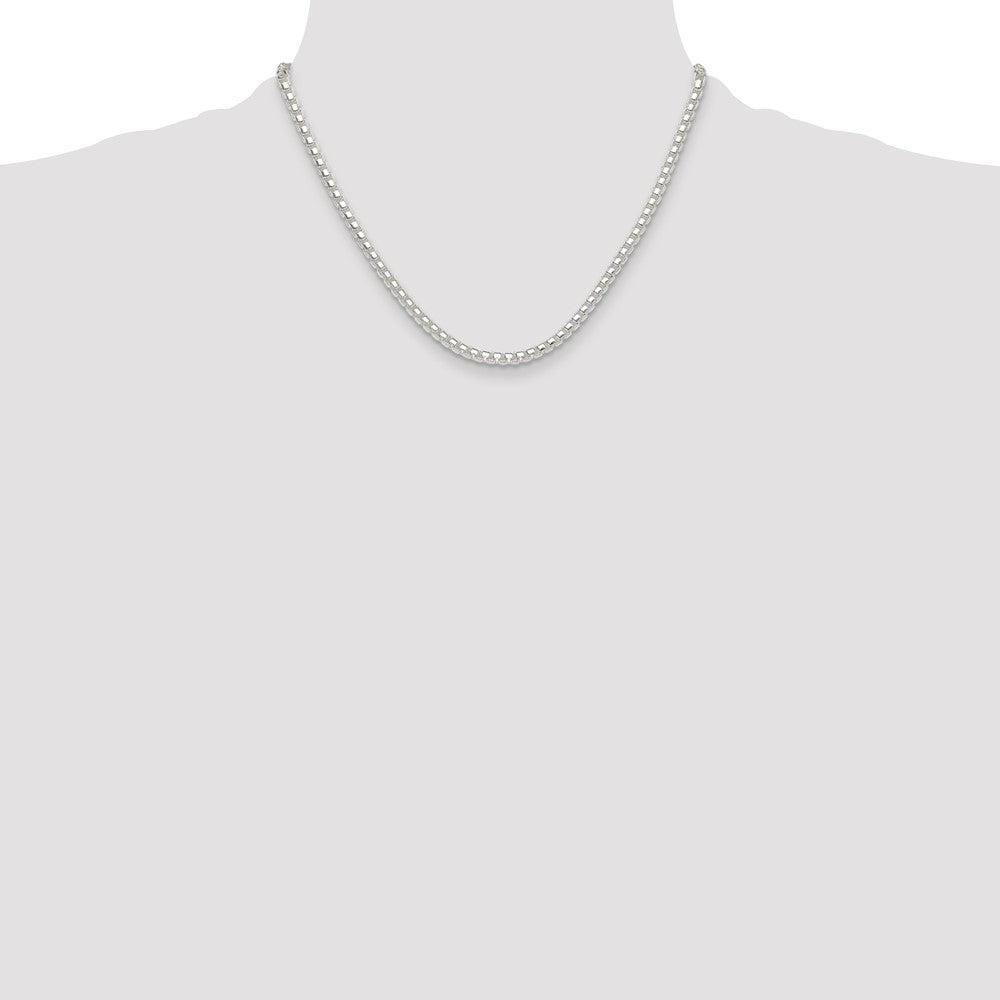High-Quality 4mm Round Box Chain in Sterling Silver - Stylish & Affordable!