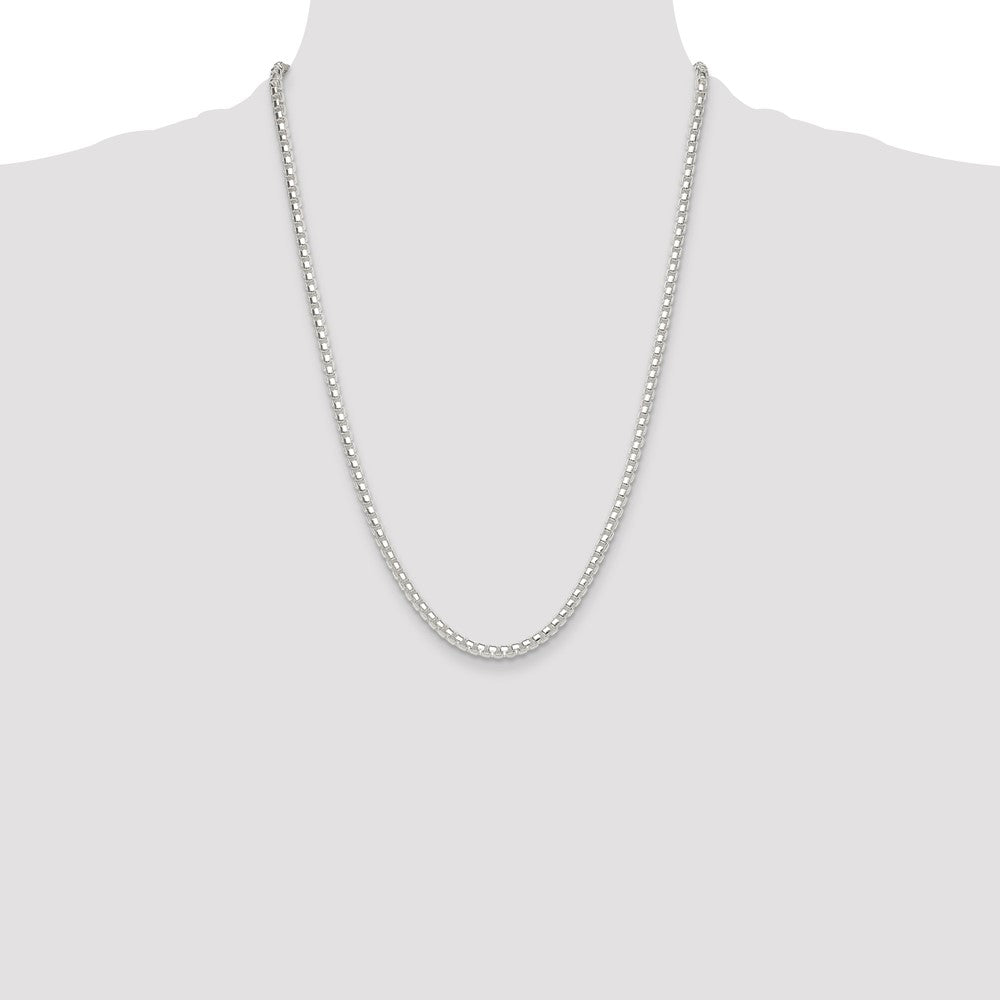 Buy Stylish 4mm Round Box Chain in Polished Sterling Silver - Affordable Price!