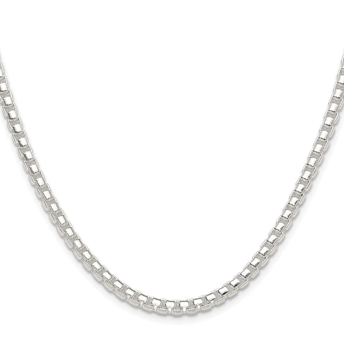 Buy Stylish 4mm Polished Round Box Chain in Rhodium-Plated Sterling Silver-2