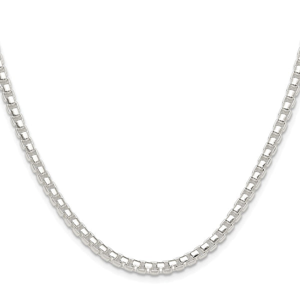 4mm Round Box Chain in Rhodium-Plated Sterling Silver - Style GR1-1031356