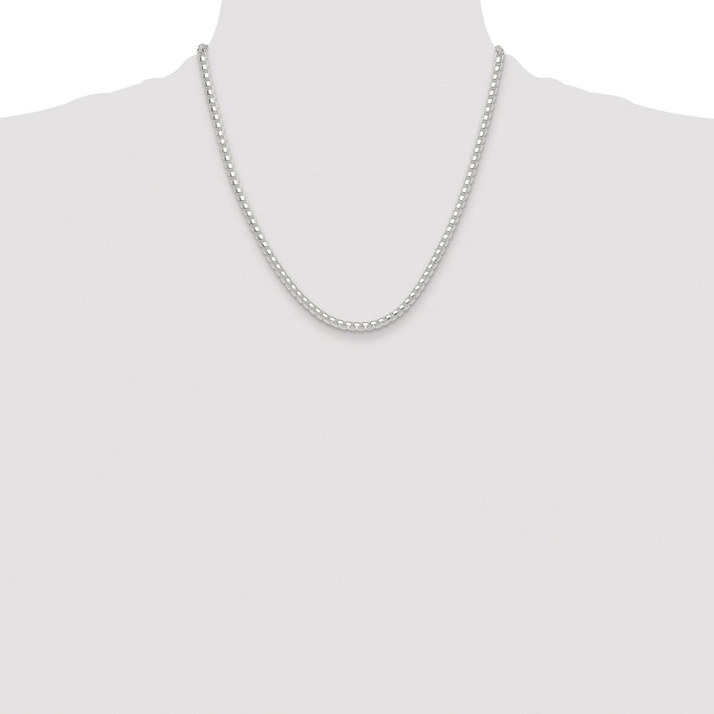 Exclusive 4mm Round Box Chain in Rhodium-Plated Sterling Silver | Stylish Value