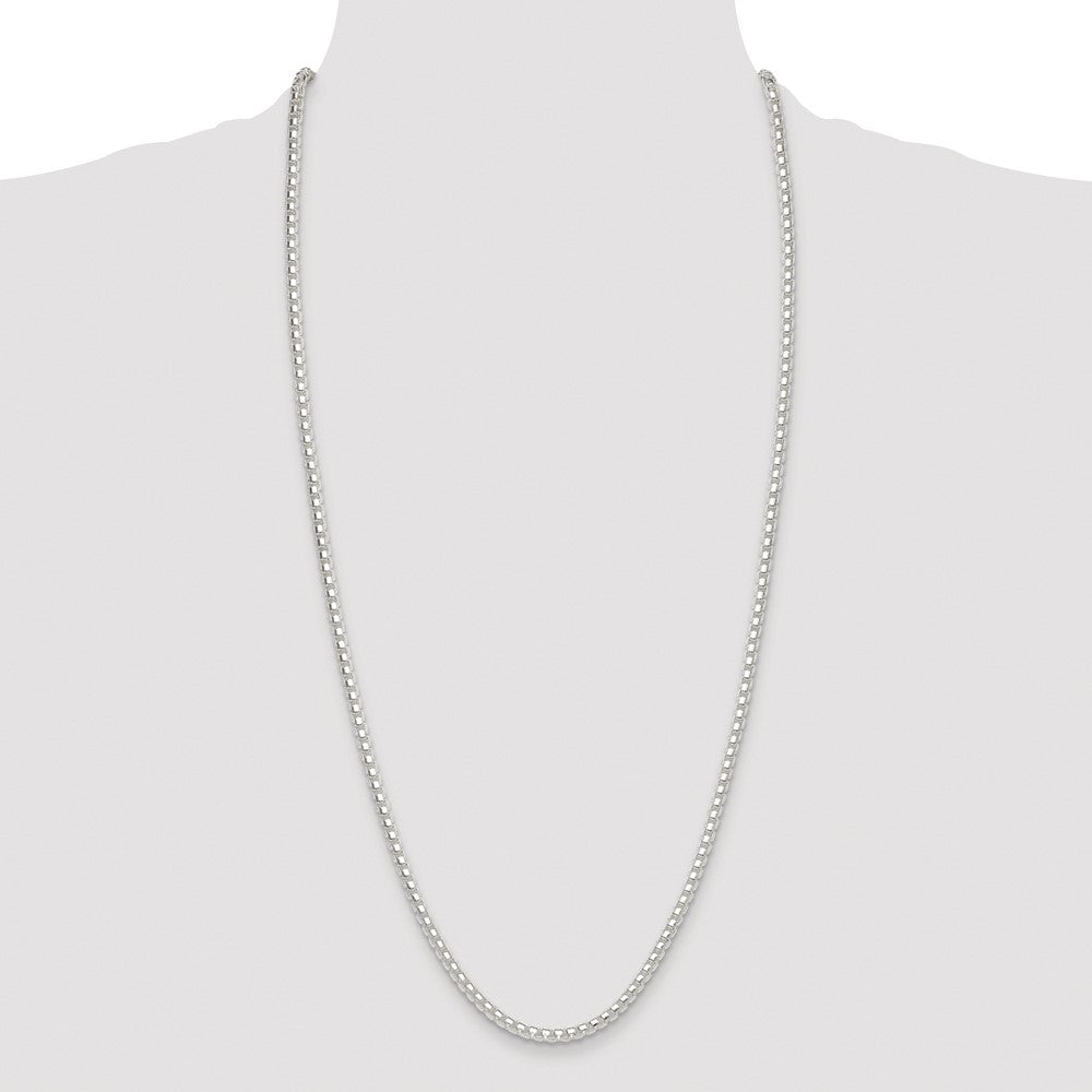 Exclusive 4mm Round Box Chain in Rhodium-Plated Sterling Silver - Stylish Value