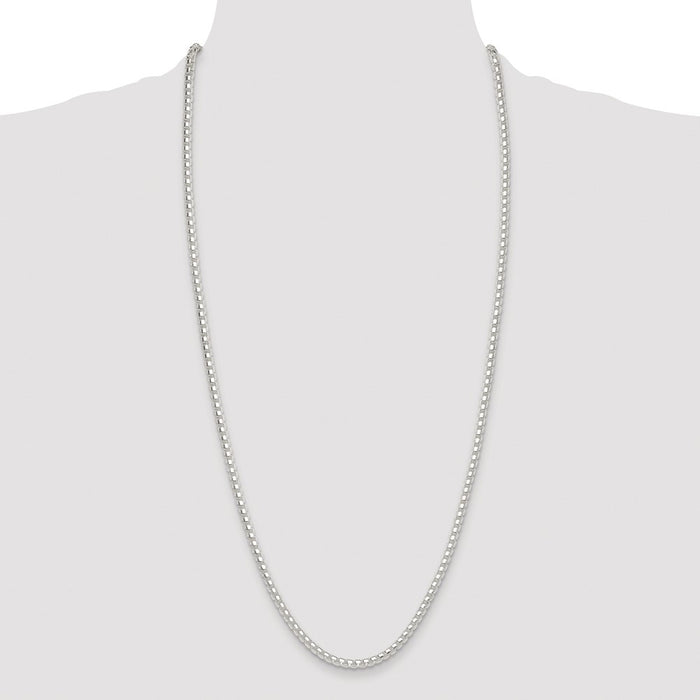 Exclusive 4mm Round Box Chain in Rhodium-Plated Sterling Silver - Stylish Value-4