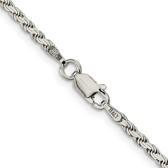 High-quality 2.25mm Sterling Silver Flat Rope Chain Necklace - Stylish Value!-3