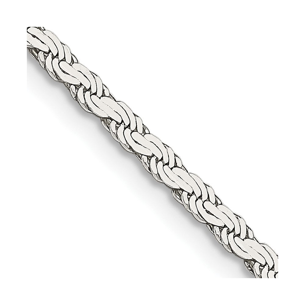 High-quality 2.25mm Sterling Silver Flat Rope Chain Necklace - Stylish Value!