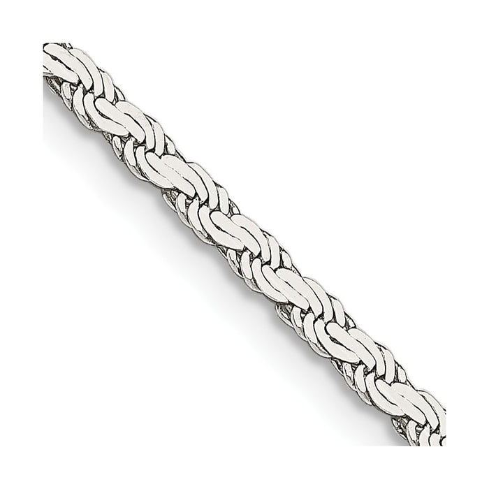 High-quality 2.25mm Sterling Silver Flat Rope Chain Necklace - Stylish Value!-1