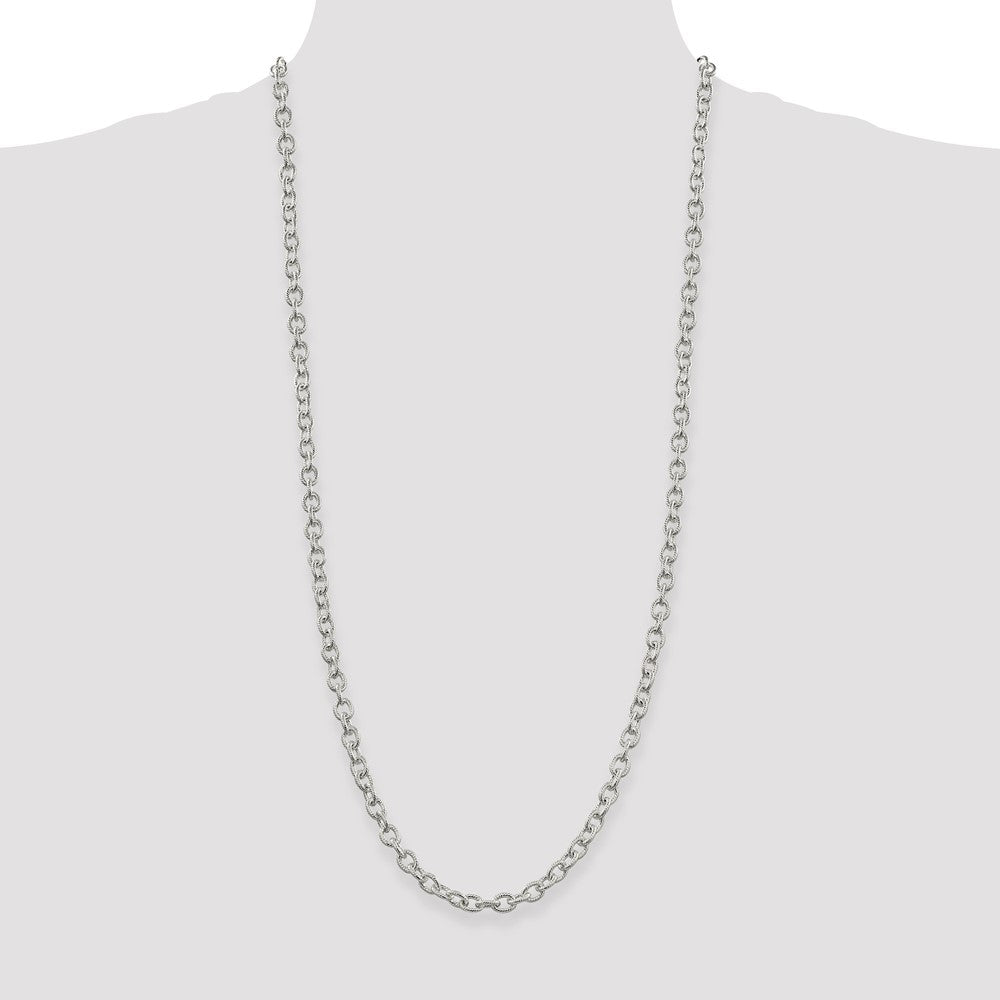 Buy High-Quality 6.25mm Sterling Silver Fancy Patterned Rolo Chain - Stylish Value!