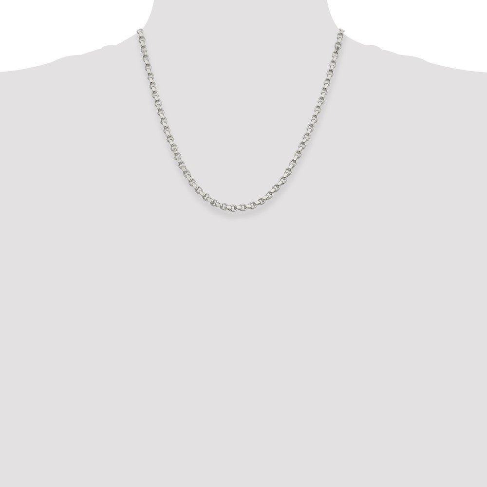 High-Quality 4mm Diamond-Cut Rolo Chain in Sterling Silver - Stylish Value!