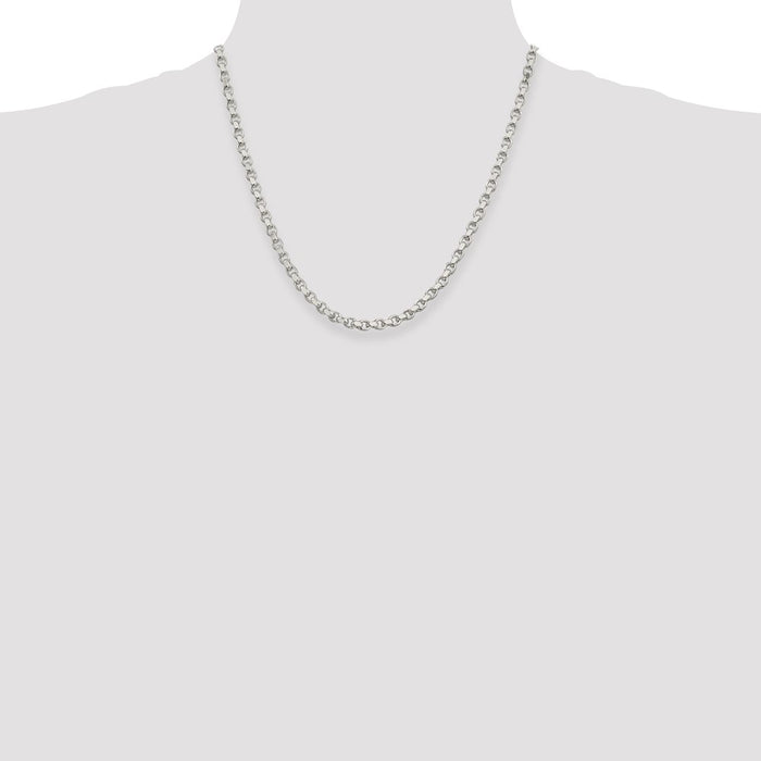 High-Quality 4mm Diamond-Cut Rolo Chain in Sterling Silver - Stylish Value!-4