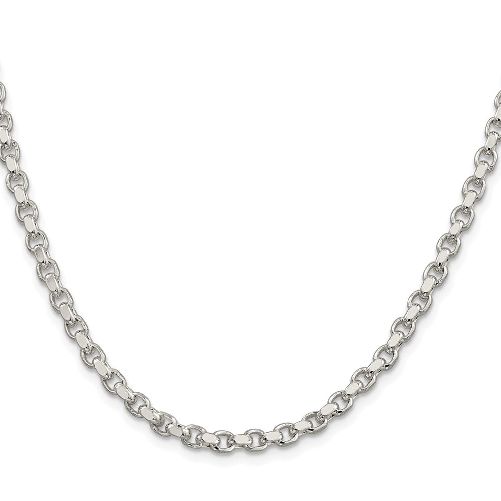 High-Quality Rhodium-Plated 4mm Diamond-Cut Rolo Chain in Sterling Silver