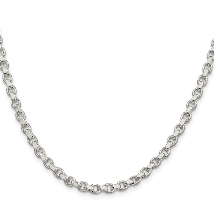 High-Quality Rhodium-Plated 4mm Diamond-Cut Rolo Chain in Sterling Silver-2