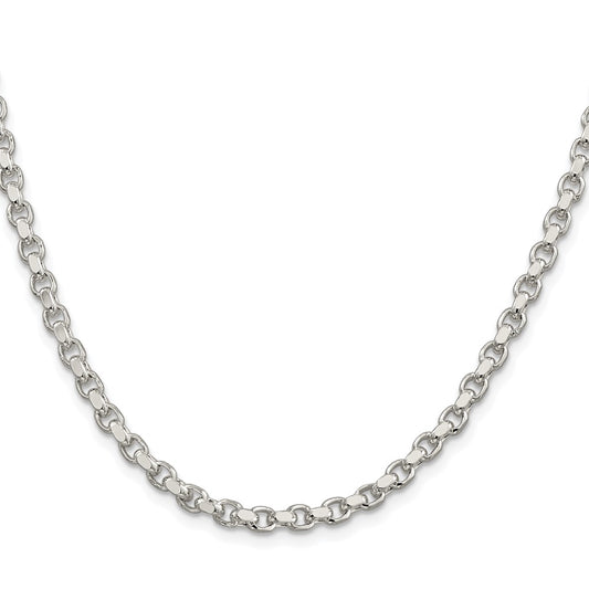 Buy Stylish Rhodium-Plated 4mm Diamond-Cut Rolo Chain in Sterling Silver
