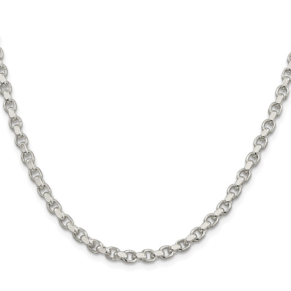 Rhodium-Plated 4mm Diamond-Cut Rolo Chain - Sterling Silver