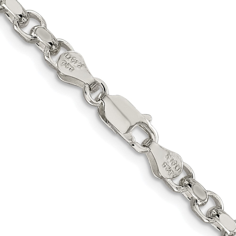 High-Quality Rhodium-Plated 4mm Diamond-Cut Rolo Chain in Sterling Silver