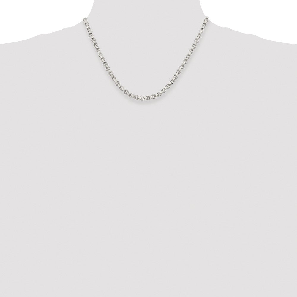 Buy Stylish 4mm Rhodium-Plated Diamond-Cut Rolo Chain in Sterling Silver