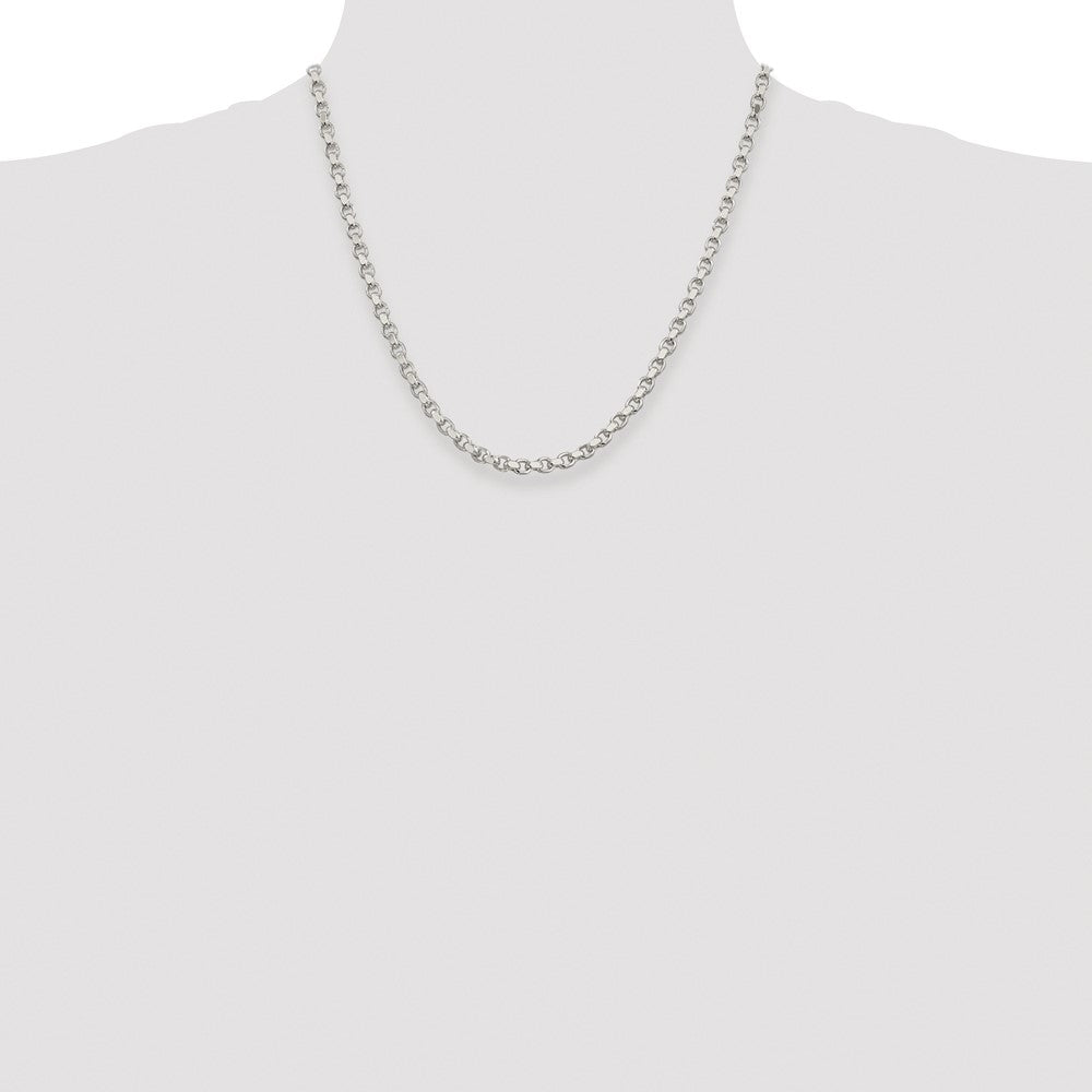 Buy Stylish Rhodium-Plated 4mm Diamond-Cut Rolo Chain in Sterling Silver