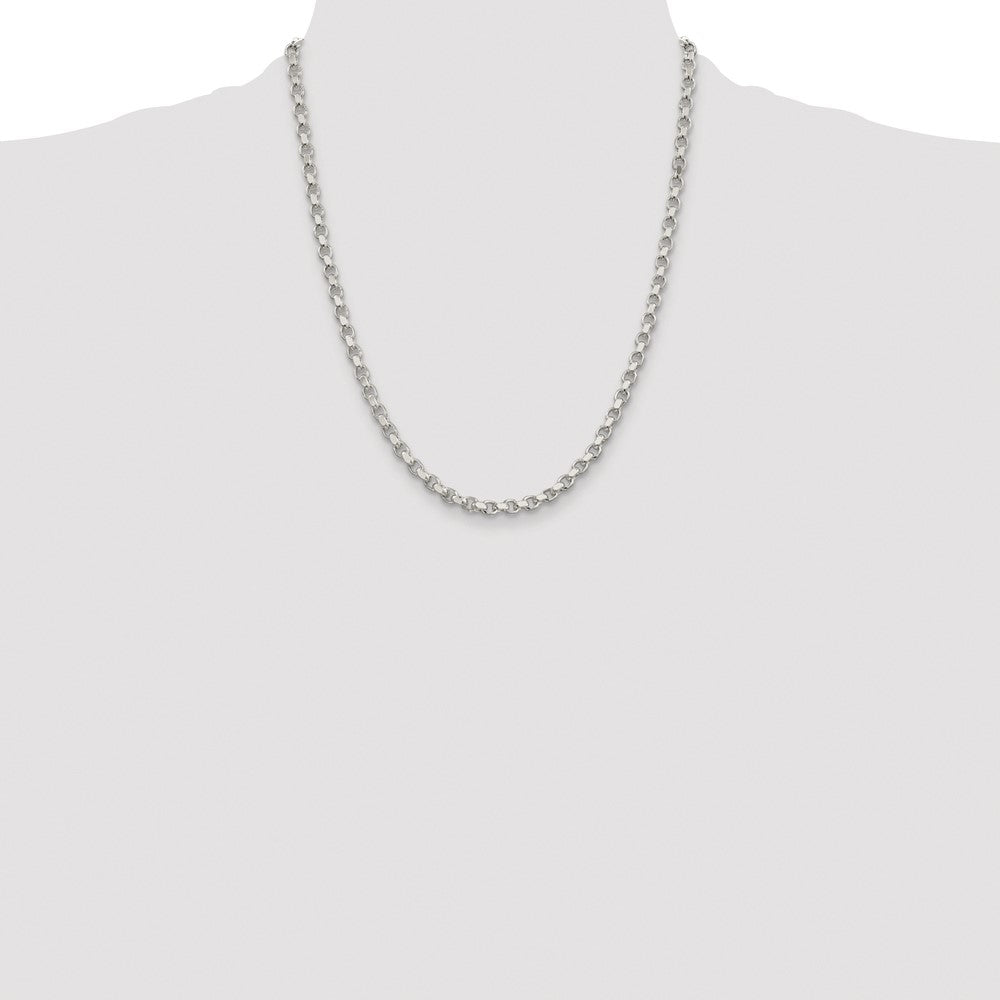 Exclusive Rhodium-Plated 4mm Diamond-Cut Rolo Chain in Sterling Silver - Stylish Value