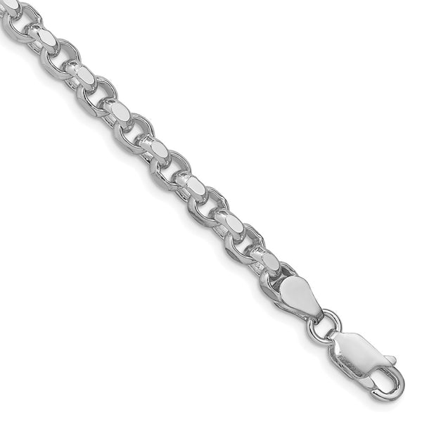 Rhodium-Plated 4mm Diamond-Cut Rolo Chain in Sterling Silver - Style GR1-1030435