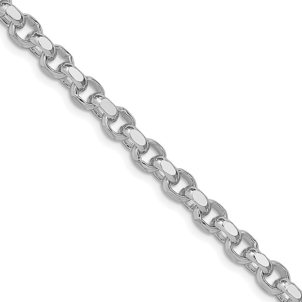 Rhodium-Plated 4mm Diamond-Cut Rolo Chain - Sterling Silver