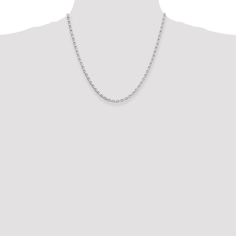 Buy Stylish 3.5mm Diamond-Cut Rolo Chain in Sterling Silver - Affordable Luxury!