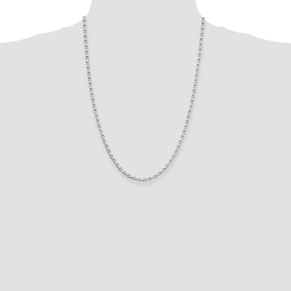 Buy Stylish 3.5mm Diamond-Cut Rolo Chain in Sterling Silver - Affordable Luxury!