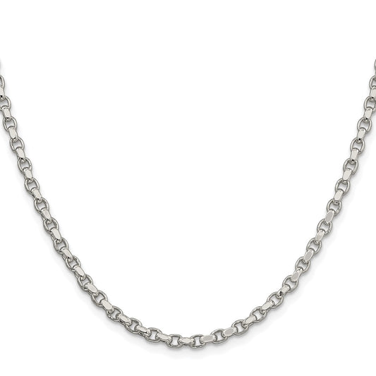 Buy Exclusive Rhodium-Plated Sterling Silver 3.5mm Diamond-Cut Rolo Chain
