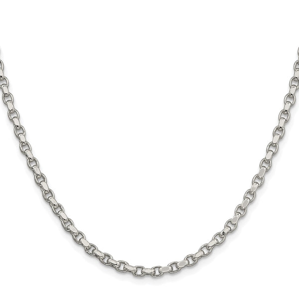 Rhodium-Plated Sterling Silver 3.5mm Diamond-Cut Rolo Chain - Style GR1-1033256