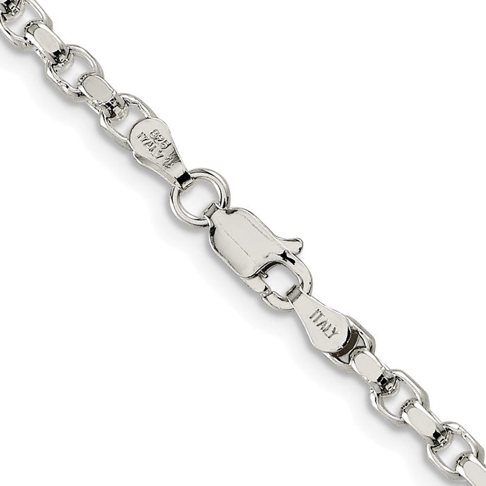 Buy Stylish Rhodium-Plated Sterling Silver 3.5mm Diamond-Cut Rolo Chain-3