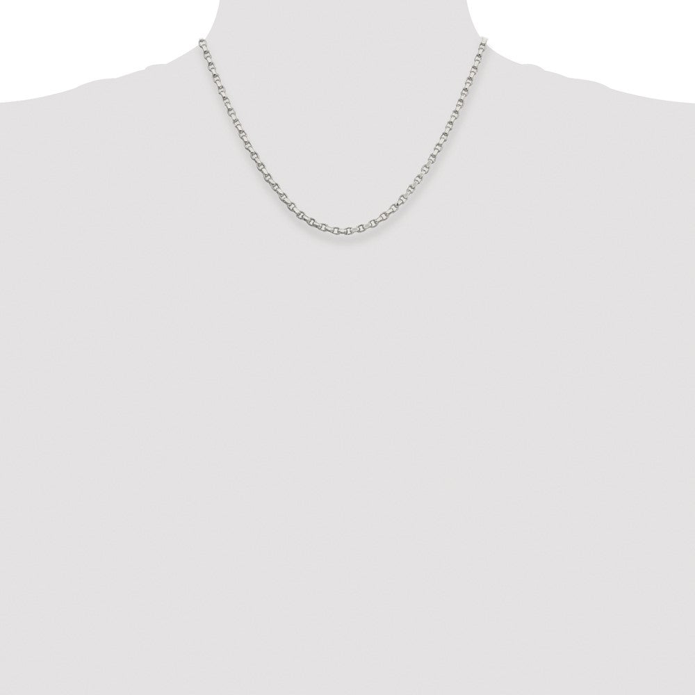High-Quality 3.5mm Rhodium-Plated Diamond-Cut Rolo Chain in Sterling Silver