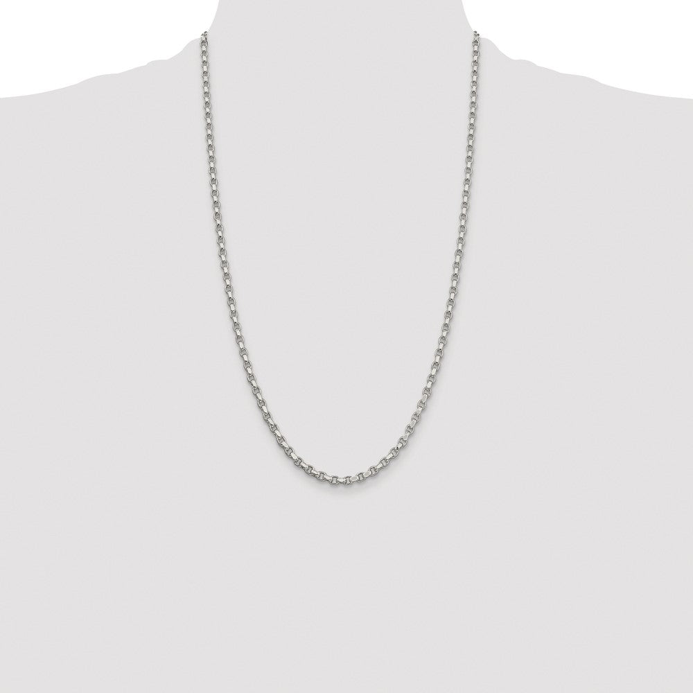 Buy Stylish Rhodium-Plated Sterling Silver 3.5mm Diamond-Cut Rolo Chain
