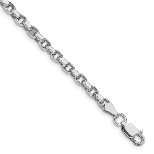 Buy Stylish Rhodium-Plated Sterling Silver 3.5mm Diamond-Cut Rolo Chain