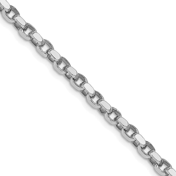 Rhodium-Plated 3.5mm Diamond-Cut Rolo Chain in Sterling Silver