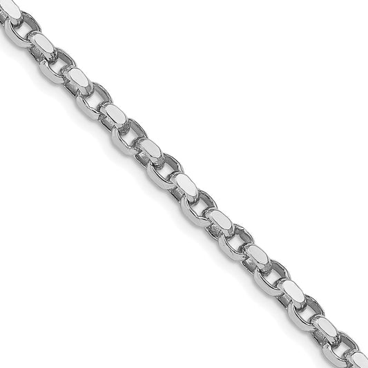 Buy Exclusive Rhodium-Plated Sterling Silver 3.5mm Diamond-Cut Rolo Chain