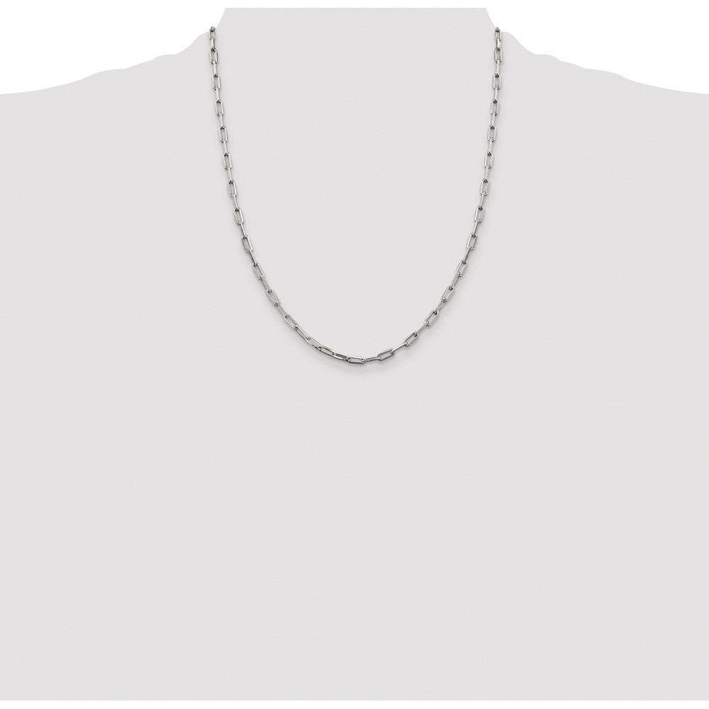 Buy Stylish Rhodium-Plated Sterling Silver 3.25mm Elongated Chain - Luxury Value!