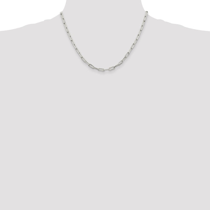 Buy Stylish 4.25mm Sterling Silver Elongated Open Link Necklace Chain-4