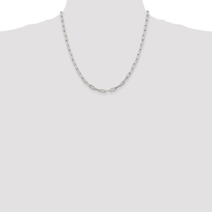 Buy Stylish 4.25mm Sterling Silver Elongated Open Link Necklace Chain-4