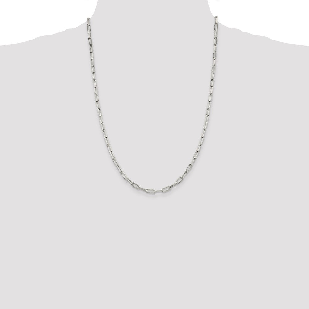 Designer Sterling Silver 4.25mm Elongated Open Link Necklace Chain - Stylish Value