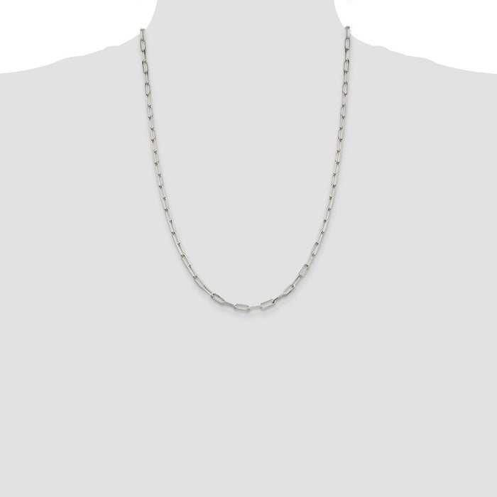 Designer Sterling Silver 4.25mm Elongated Open Link Necklace Chain - Stylish Value-4